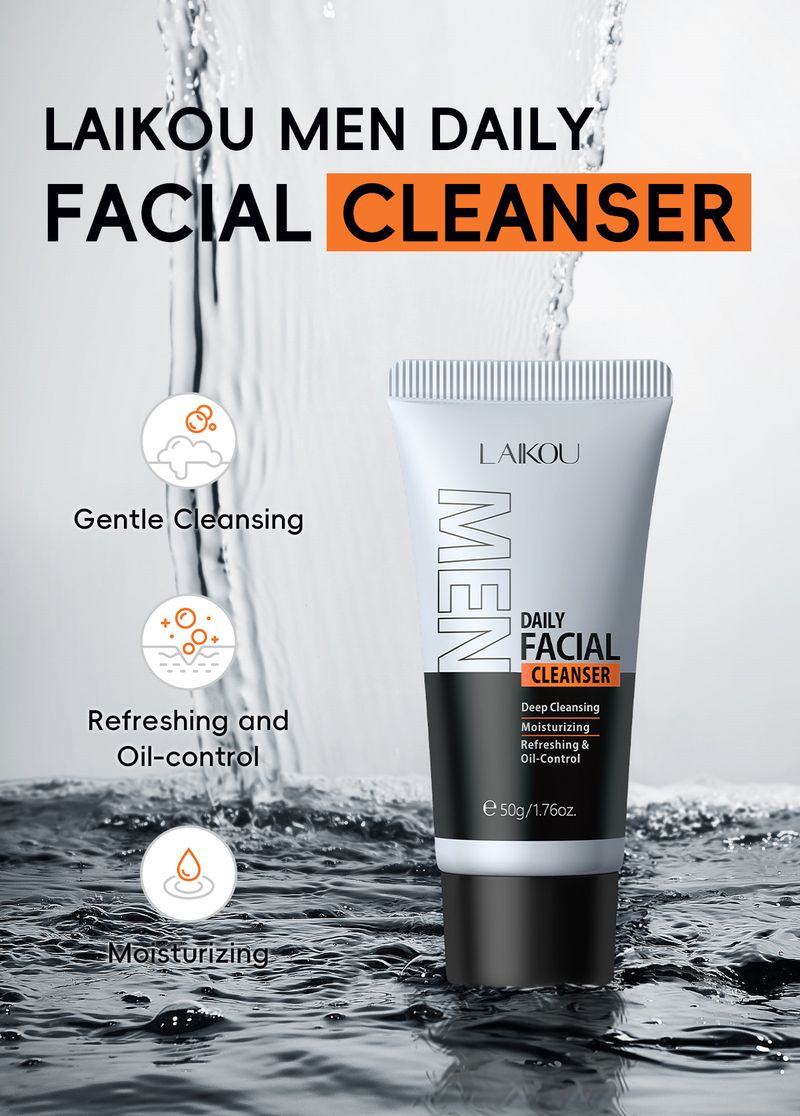 Nuevo Limpiador Facial para Hombre 50g Limpiador Facial Refrescante Limpia e Hidrata el Rostro_voghion.com