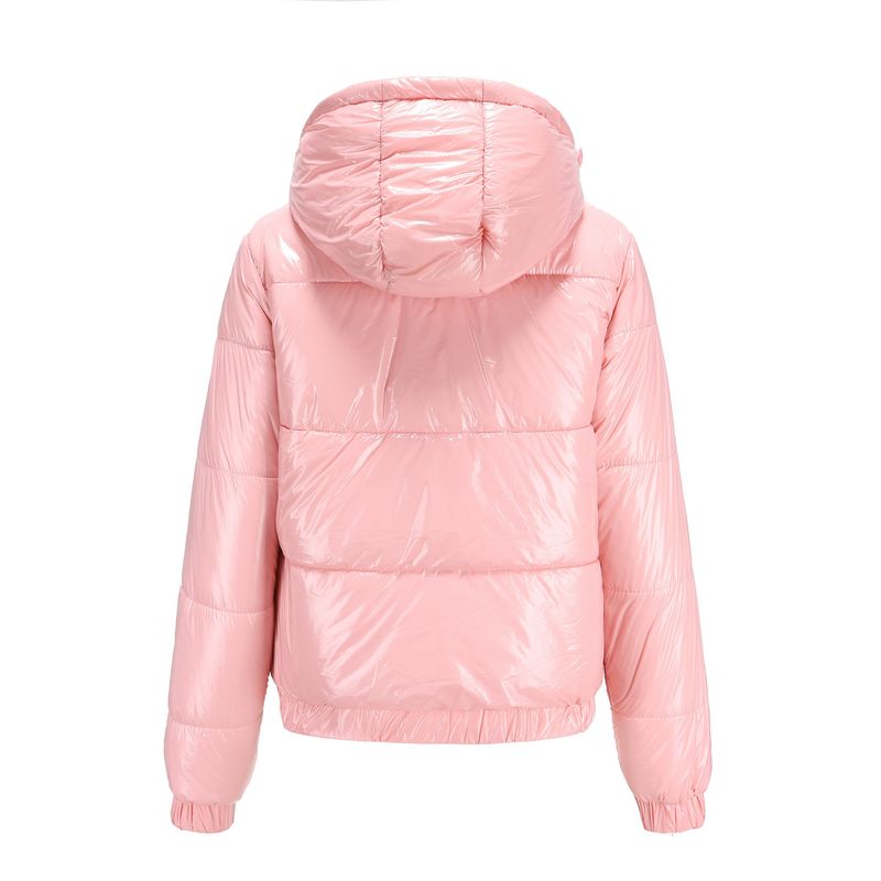 Giacca invernale leggera con cappuccio da donna, rivestimento impermeabile 20D, capospalla lucido a maniche lunghe per moda e comfort._voghion.com