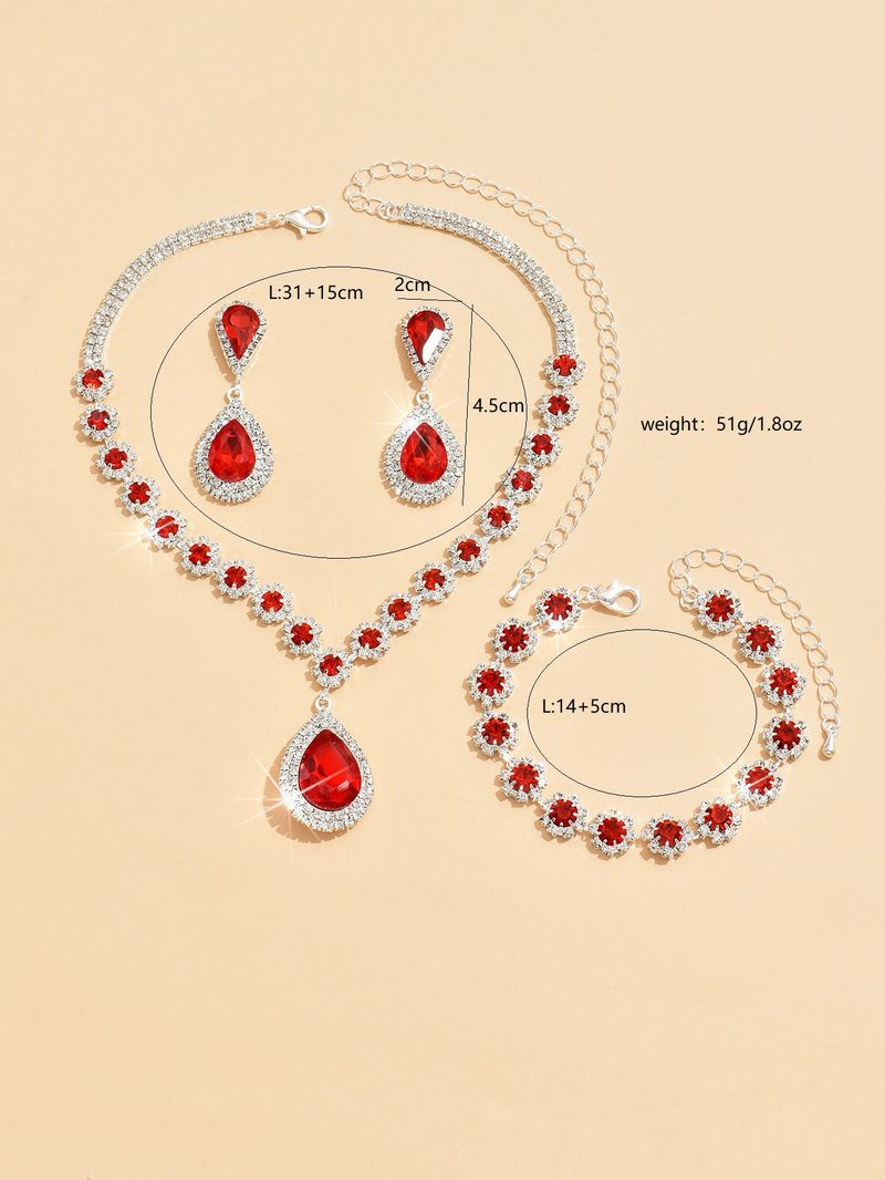Set di gioielli per cena di nozze alla moda da donna Set di gioielli per sposa e sposa, collana, orecchini, bracciale, set di tre pezzi_voghion.com