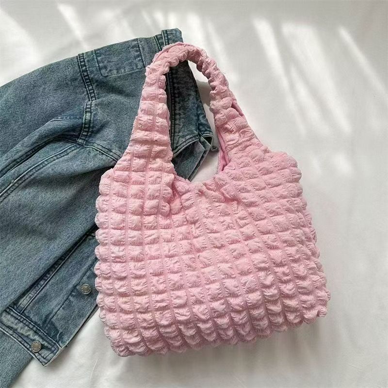Damen-Tragetaschen, faltbare Luftpolstertasche, Schultertasche für Mädchen, Lunchtasche, große Kapazität, Wolken, Unterarm-Tragetasche_voghion.com