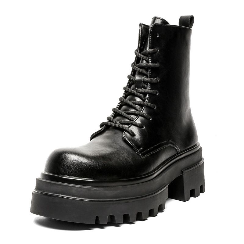 Retro Dickbesohlte Erhöhung Werkzeug Outdoor Wandern Schnürstiefel Martin Herren_voghion.com
