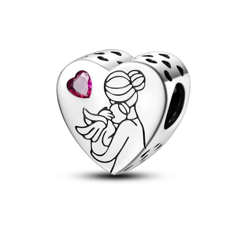 Gioielli da donna in argento 925 placcato in rame, serie "Famiglia e Amicizia", ciondolo con perline d'amore, collana con bracciale e perline Panjia fai da te_voghion.com