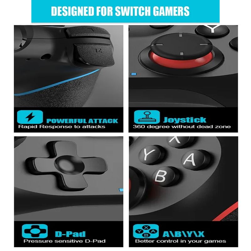 Controller wireless compatibile con Bluetooth NS/NS Lite/NS OLED per console Gamepad di controllo per Android Joystick con 6 assi_voghion.com