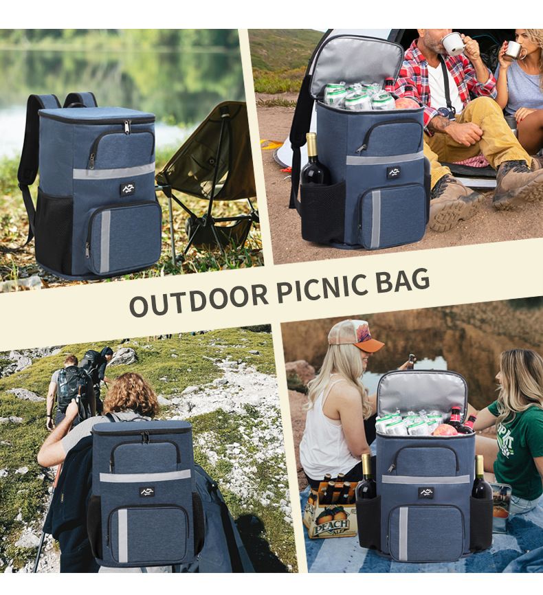 Sac à dos isotherme élégant pour déjeuner, idéal pour les étudiants, idéal pour pique-nique en plein air, avec plusieurs poches_voghion.com