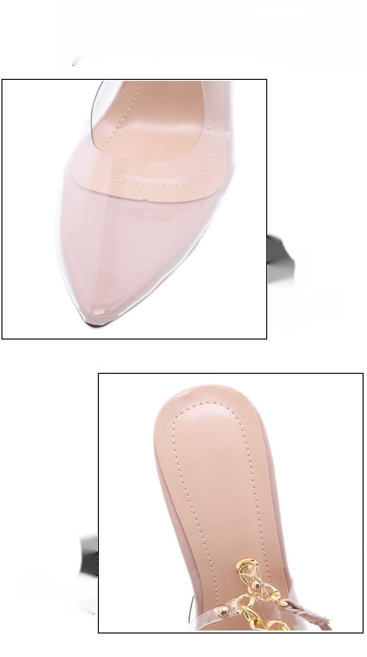 2023 New Fashion Network Rot 41 Große Metallkette Transparente High Heels Spitze Sandalen mit dünnem Absatz_voghion.com