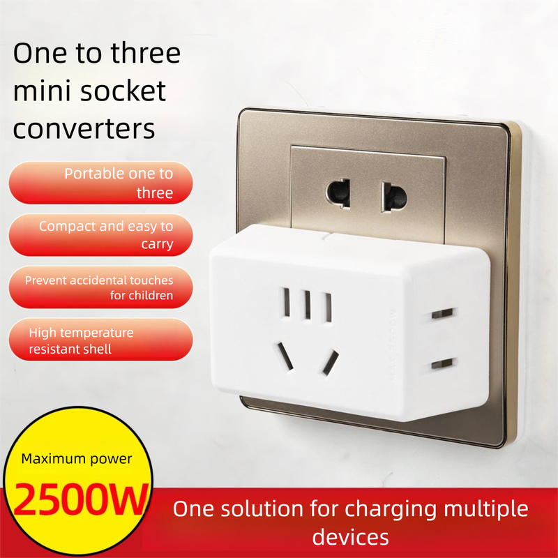 Mini-Multifunktions-Konvertierungssteckdose, Mehrloch-Steckdosenleisten-Konverter, tragbar, für Zuhause, Büro, Schlafsaal_voghion.com