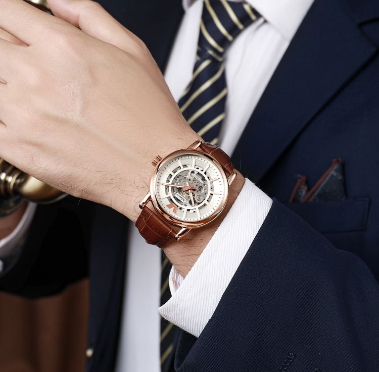 Orologio meccanico automatico da uomo, moda, business, trasparente, impermeabile, luminoso, meccanico, funzione, orologio da uomo_voghion.com