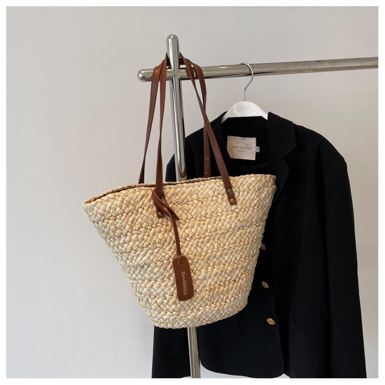 Große gewebte Tasche für Damen mit großer Kapazität, Sommer 2023, neue Umhängetasche, multifunktionale tragbare Beuteltasche_voghion.com