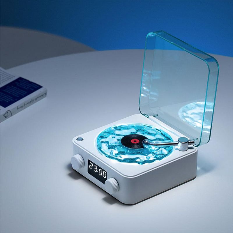 Wave vinyl record player Wireless Retro Sleep Aid Speakers Music Center White Noise W Bluetooth Light Sound Speaker_voghion.com