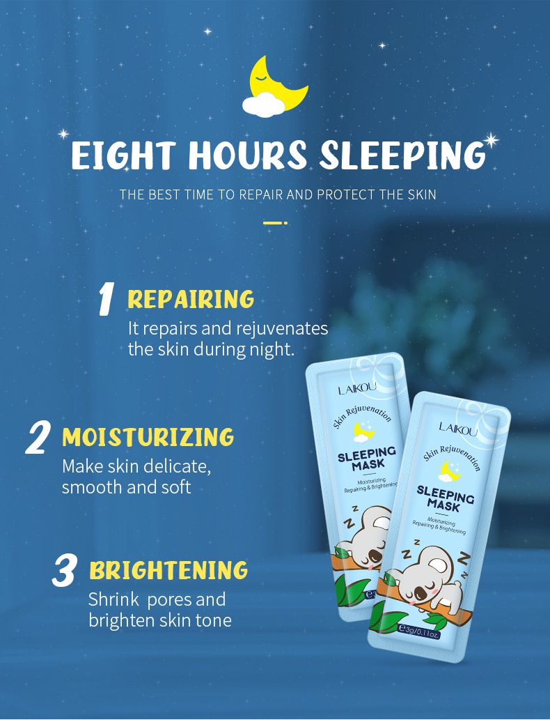 Maschera da notte LAIKOU Koala No Wash 3 g * 15 pezzi PROTEGGI LA TUA PELLE DURANTE LA NOTTE_voghion.com