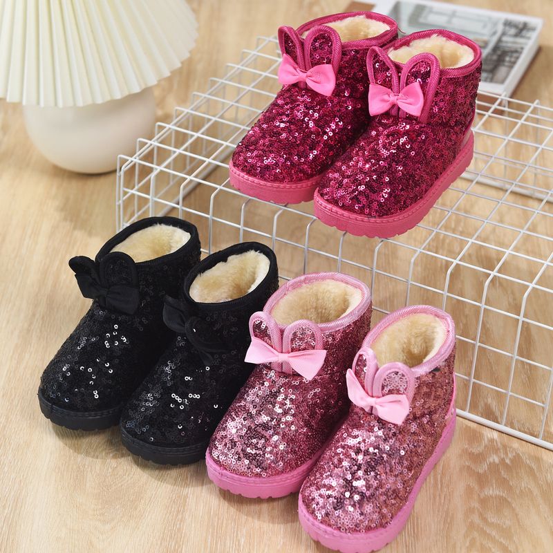 Kids Winter Boots With Sparkly Sequins – Warm & Stylish Snow Boots For Girls (Sizes 21-38, Black/Pink/Rose)_voghion.com