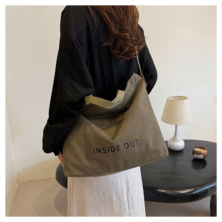 Canvas Shoulder Bag Crossbody Bag Large Capacity School Bag Retro Handbag Shoulder Backpack_voghion.com