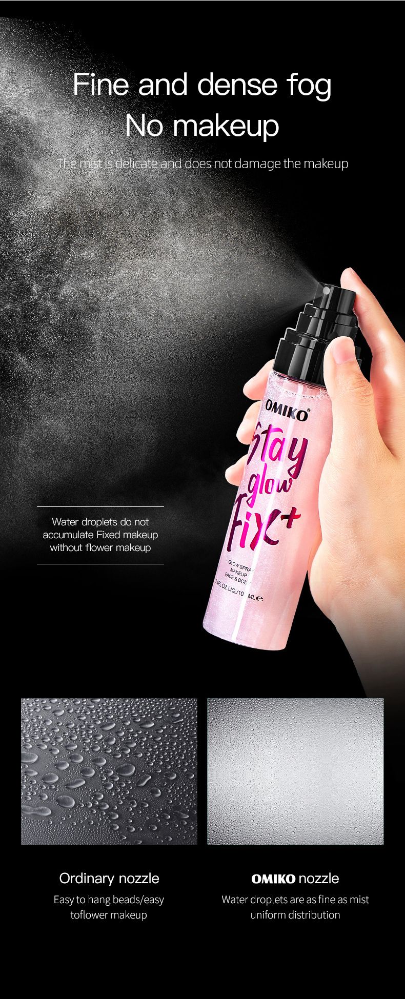 OMIKO Make-up-Fixierspray, feuchtigkeitsspendendes und aufhellendes, hautwasserfestes und schweißfestes Make-up-Fixierspray_voghion.com