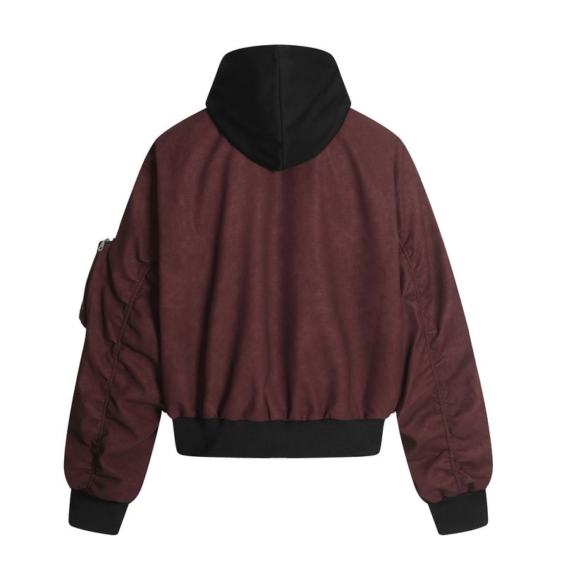 Eon Modish 25 Herbst Neue Amerikanische Mode High Street Color Block Patchwork Kapuzenjacke Locker Mantel_voghion.com