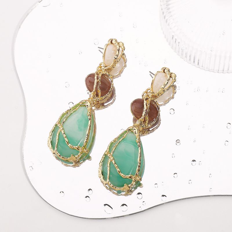 E12870 Style Personalized Acrylic Alloy Mesh Bag ZA Light Luxury High Grade Water Drop Geometry Earrings_voghion.com