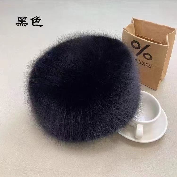 New Winter Fox Fur Plush Bucket Thickened Warm Ear Protection Fairy Hat_voghion.com