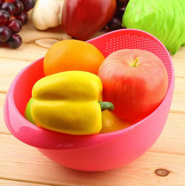 Multifunktionaler verdickter Reiswaschkorb/Obstteller/Abtropfsieb/Reiswaschbecken Kunststoff-Abtropfwaschkorb_voghion.com