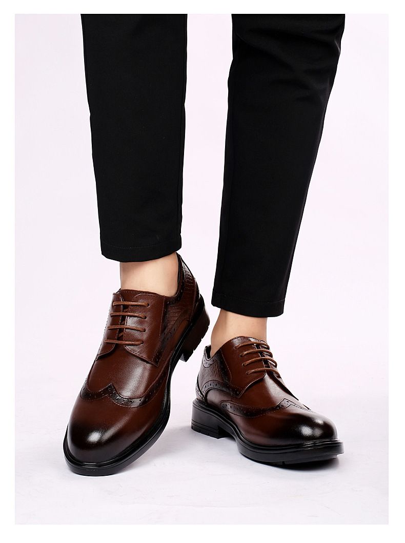 Herren-Lederschuhe, genarbtes Leder, lässige Herrenschuhe mit weicher Sohle und spitzer Zehenpartie_voghion.com