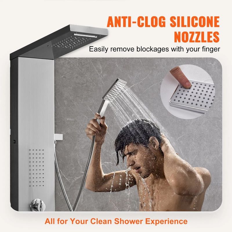 2 modalità doccia corpo doccia a pioggia doccia a cascata sistema a 5 beccucci pannello doccia LED getti doccia pannello vasca massaggio portatile torre_voghion.com