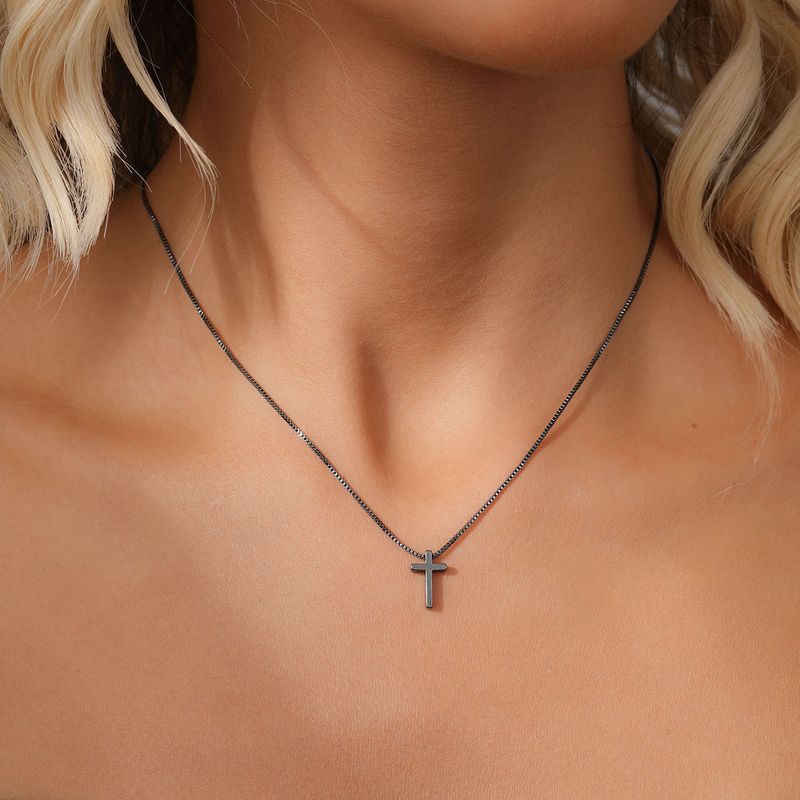 Heißer Verkauf Perle Kreative Süße Kühlen Dunklen Stil Kreuz Anhänger Schlüsselbein Kette Halskette_voghion.com