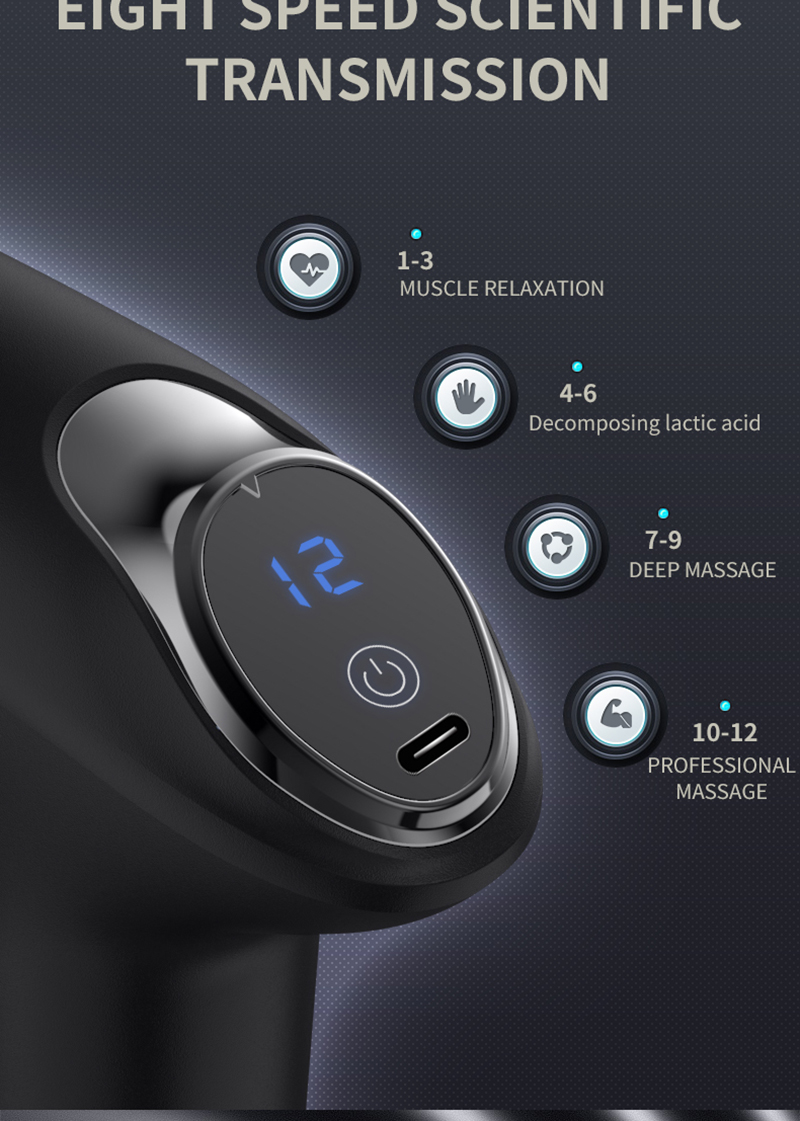 Portable LCD Massage Gun Eilctric Mini Handheld Percussion Pistol Massager Deep Tissue Muscle Relaxation Body Neck Pain_voghion.com