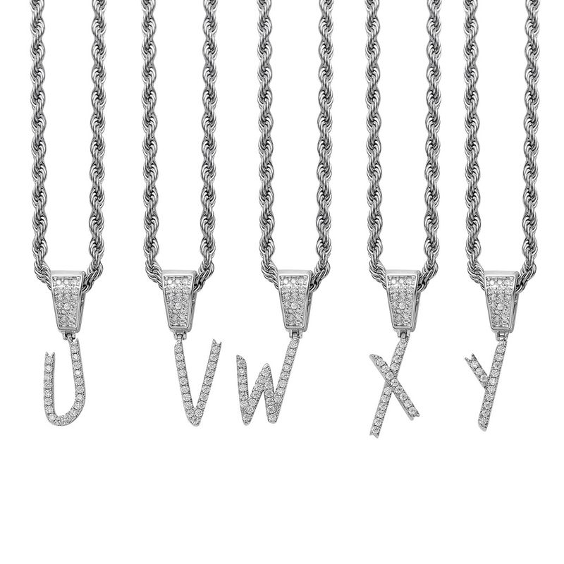 Pendants & Charms Necklace Men's English Cursive Letter Pendant 26 English Letter Hip Hop Necklace DIY Splicing Set_voghion.com
