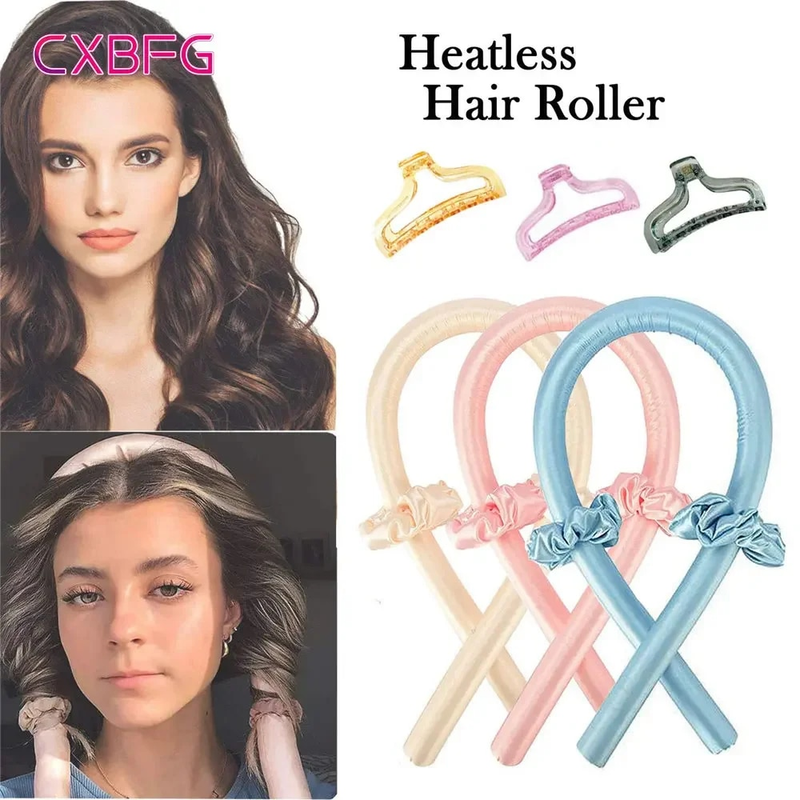 Heatless Curling Rod Headband No Heat Silk Curls Ribbon Hair Rollers Sleeping Soft Headband Lazy Hair Curlers Hair Styling Tools_voghion.com