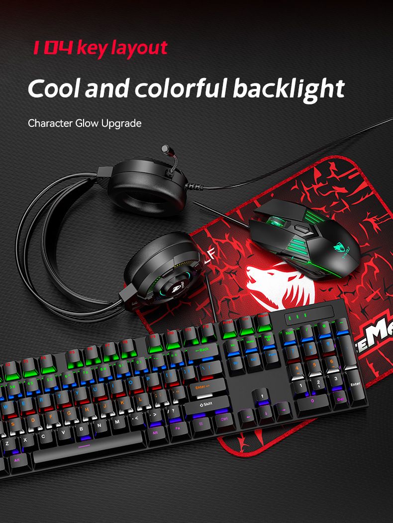 TBTF700 Mechanical Keyboard, Mouse, Earphones, Mouse Pad, Three Or Four-piece Set, E-sports Game Set_voghion.com
