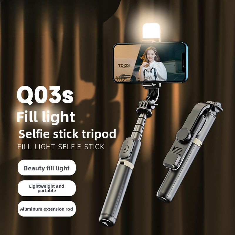 Bluetooth Mobile Phone Selfie Stick Q03s Handheld Douyin Photo Live Broadcast Integrated Tripod Desktop Bracket Telescopic Rod_voghion.com
