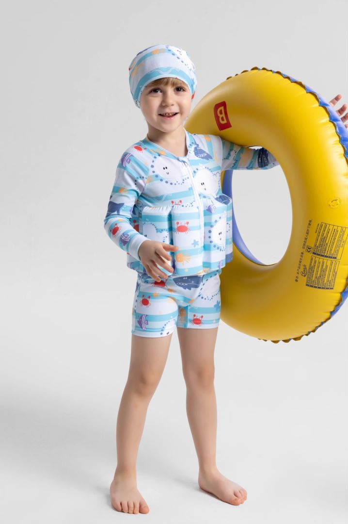 Maillot de bain une pièce à manches longues pour bébé, protection solaire, gilet flottant, pour le surf_voghion.com
