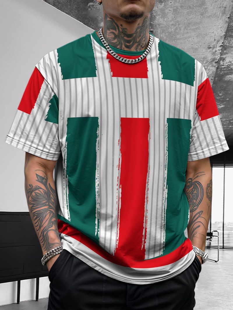 Camicia estiva da uomo a maniche corte, sportiva, comoda e traspirante, effetto seta ghiacciata, con effetto tie-dye a contrasto_voghion.com