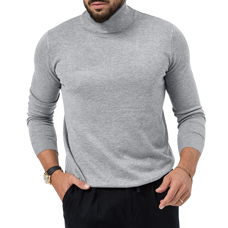 Hochelastischer Rollkragenpullover aus gestricktem Kaschmir für Herren mit dicker, warmer Unterwolle_voghion.com