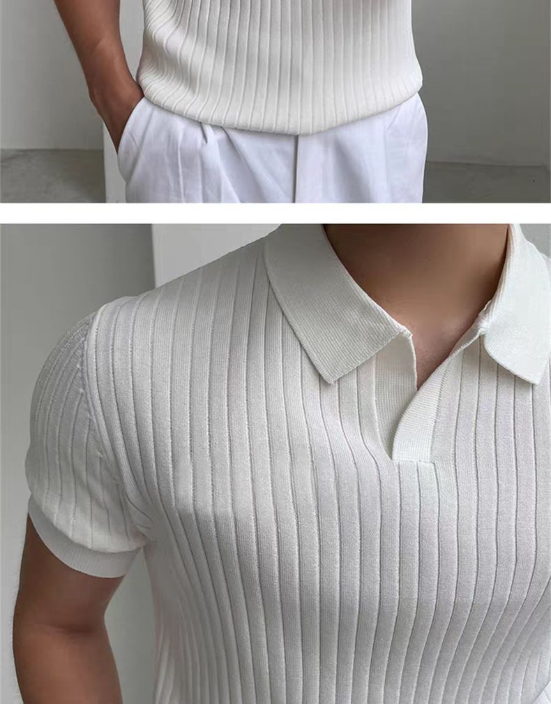 Men's Clothing Summer Light Mature Short Sleeved Polo Shan Men's Version Of Slim Lapel Solid Color Casual Thin Half Sleeved Trendy Temperament Top_voghion.com
