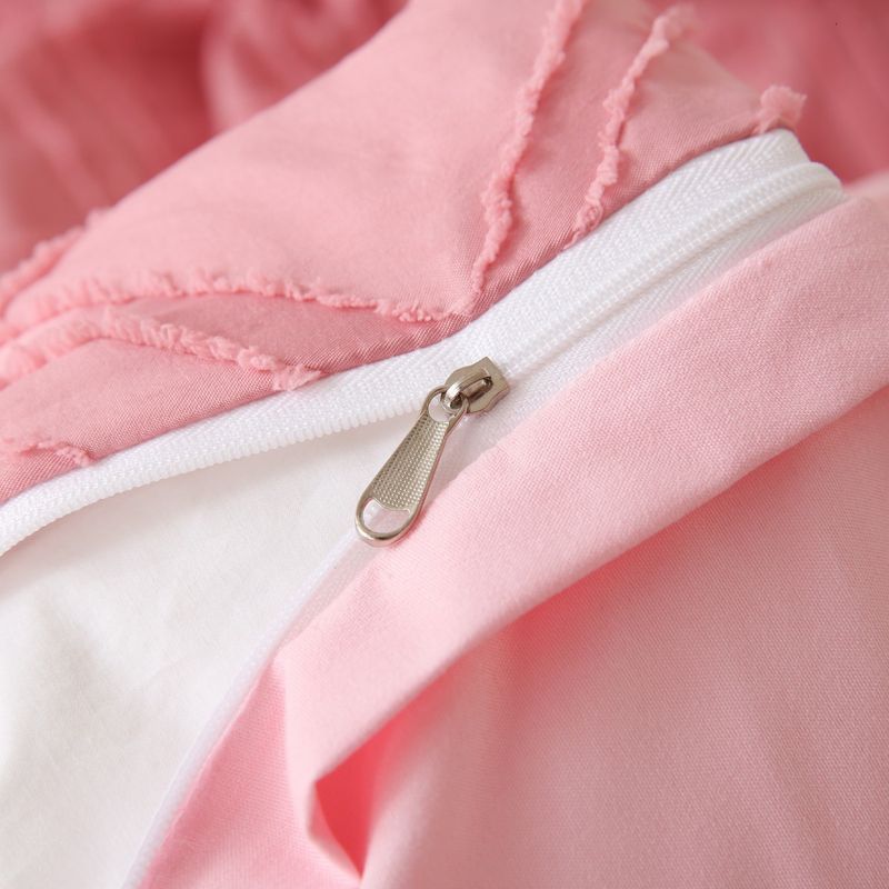 Tufted Wool Cut Flower Pink Diamond Geometric Quilt Cover Home Textile Bedding Three Piece Set_voghion.com