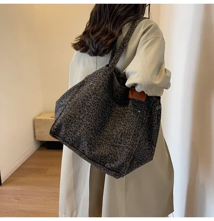Leopard Design 2023 Shopper di moda coreana Grandi borse per la spesa per donna Borsa a tracolla per ragazza di grande capacità_voghion.com