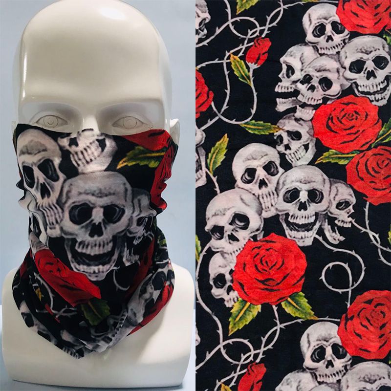 Fahrradmaske, Thermoschal, Halloween-Requisiten, Totenkopf, variabler Gesichtsschal, nahtloses multifunktionales magisches Kopftuch_voghion.com