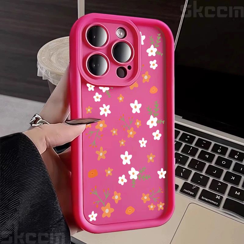 Niedliche kleine Blumenmuster-Silikon-Softphone-Hülle für iPhone 16 Pro Max 15 14 Plus 13 12 11 XS Max X XR 7 8 Plus 16E Cover_voghion.com