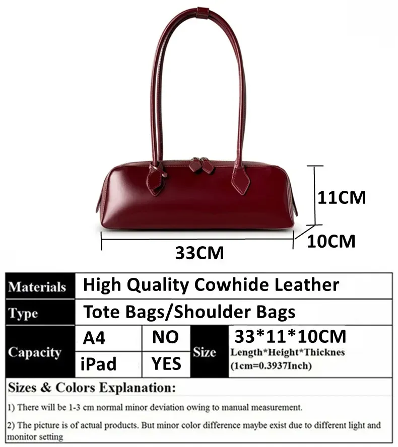 Cowhide Leather Shoulder Bag Hot For Women - Underarm Tote With Long Handle, Ladies Handbag_voghion.com