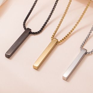 Hot Sale New Product Fit Stainless Steel Long Pendant Woolen Chain Simple Personality Hip Hop Men's Titanium Steel Necklace_voghion.com