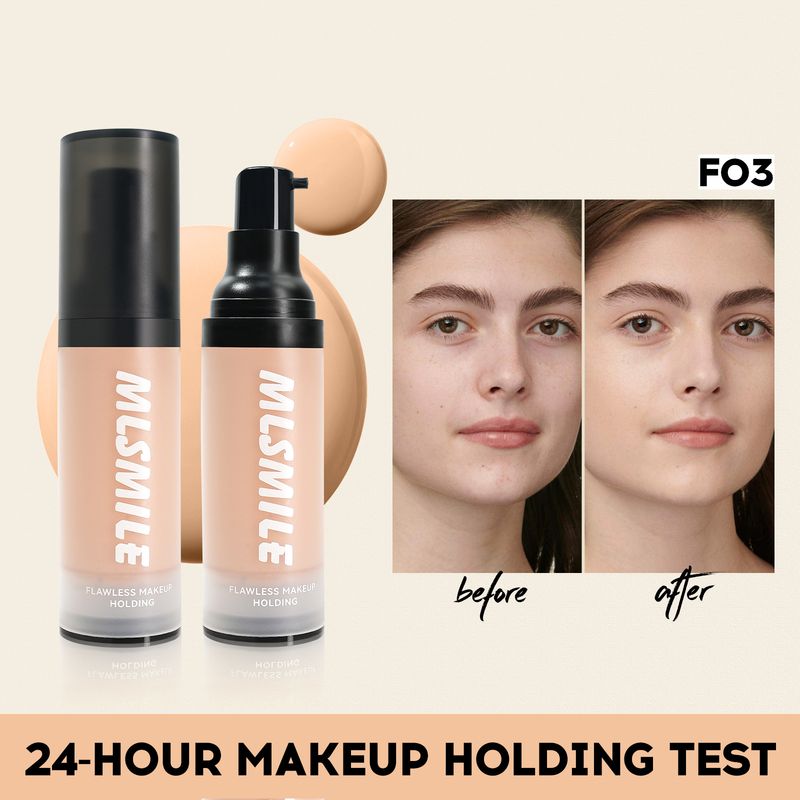 Podkład w płynie MLSMILE Concealer Liquid Foundation Matte Light And Thin, który poprawia wygląd twarzy, rozjaśnia i stanowi bazę dla 8 kolorów podkładu w kremie Nude Makeup_voghion.com