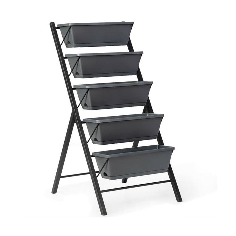 5-Tier Raised Garden Bed With Water Drainage For Flowers Vegetables_voghion.com