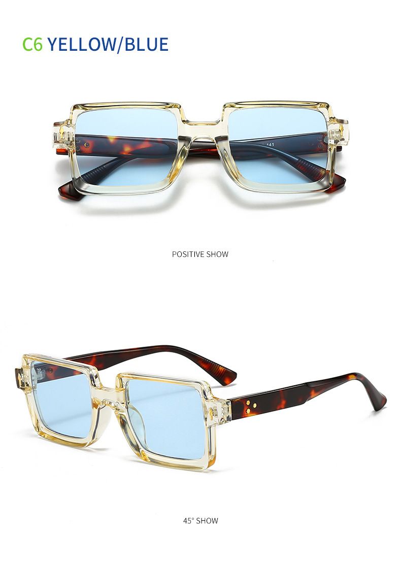 Women's Glasses Heao's New Original Rivet Personality Square Frame Splicing Color Sunglasses Fashion Catwalk Versatile Sunglasses_voghion.com