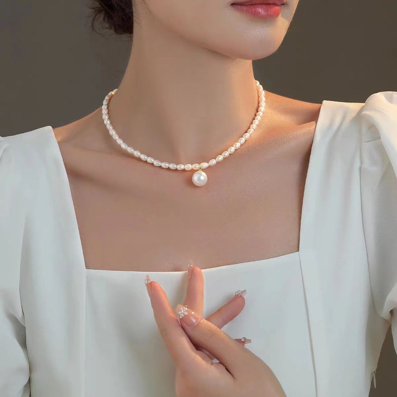 Set di collana di perle con piccolo ciondolo HJ-5_voghion.com