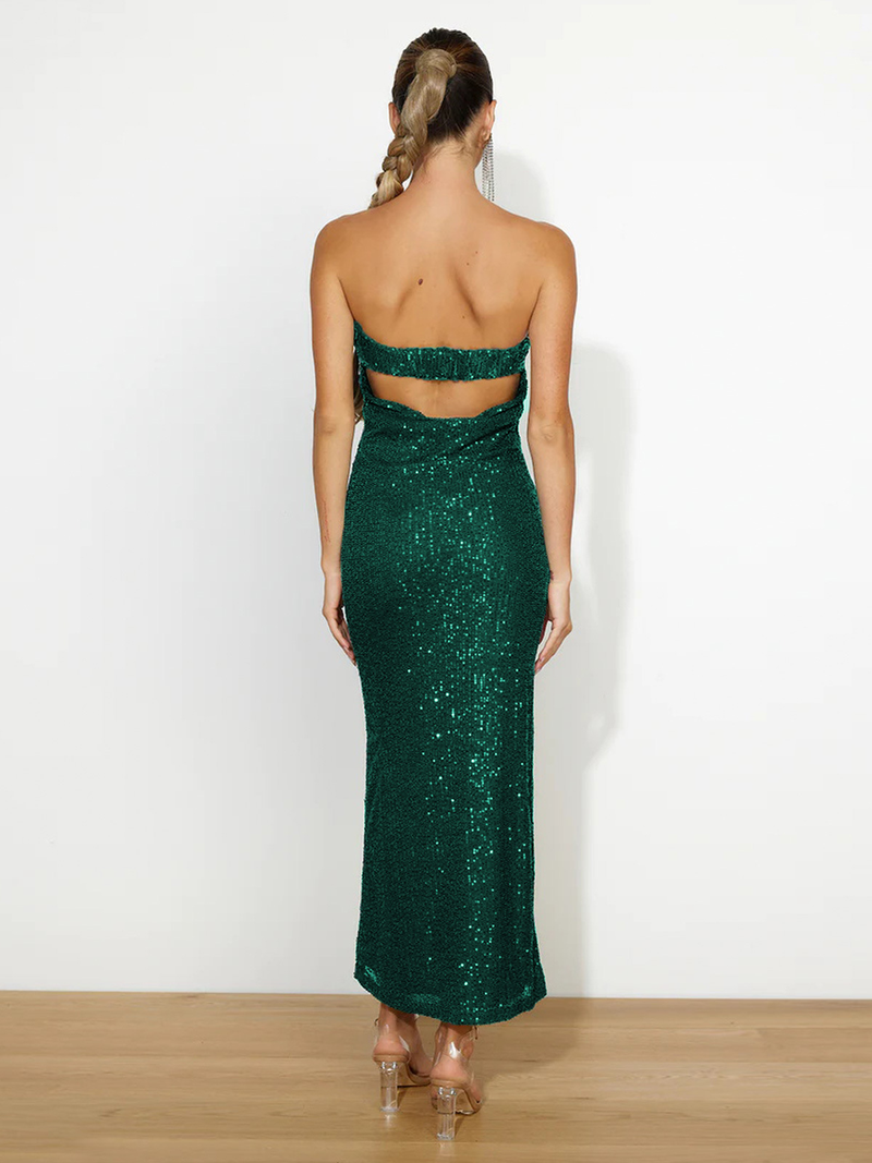Rochie de seară pentru femei, vară, cu imprimeu tubulară, model nou, cu paiete, sexy, subțire, fustă lungă, fără spate_voghion.com