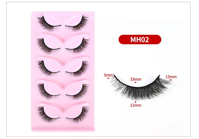 Juego de 5 pares de pestañas postizas estilo zorro, extensión de cola de ojo gruesa natural, pestañas de ojo de gato._voghion.com