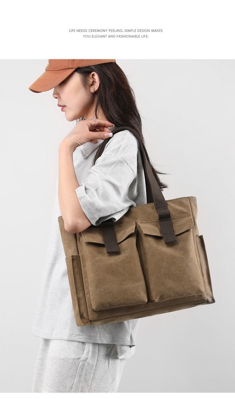 Borsa per computer, borsa a tracolla, borsa in tela multiuso, grande capacità, borsa a tracolla per studenti, borsa per andare al lavoro, multitasche_voghion.com