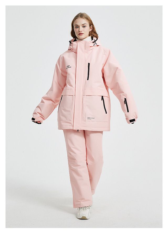 23 Korean Style Suit Set Unisex Windproof Waterproof Warm Couple Jacket Snowboard Ski Pants_voghion.com