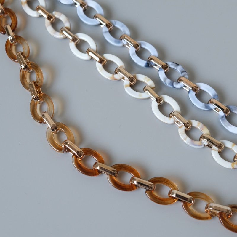 Women's Round Colorful Acrylic Resin Spring Summer Handmade Detachable Thick Bag Decoration Chain_voghion.com