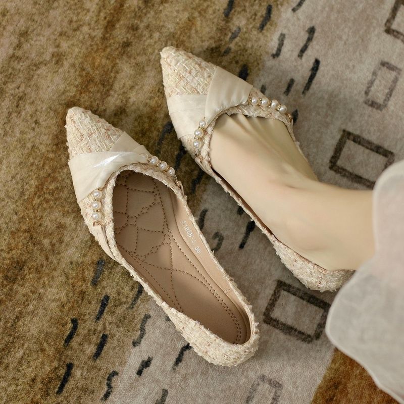 Scarpe da donna a punta Autunno/Inverno 2025 Nuove versatili ballerine basse con design a suola morbida_voghion.com