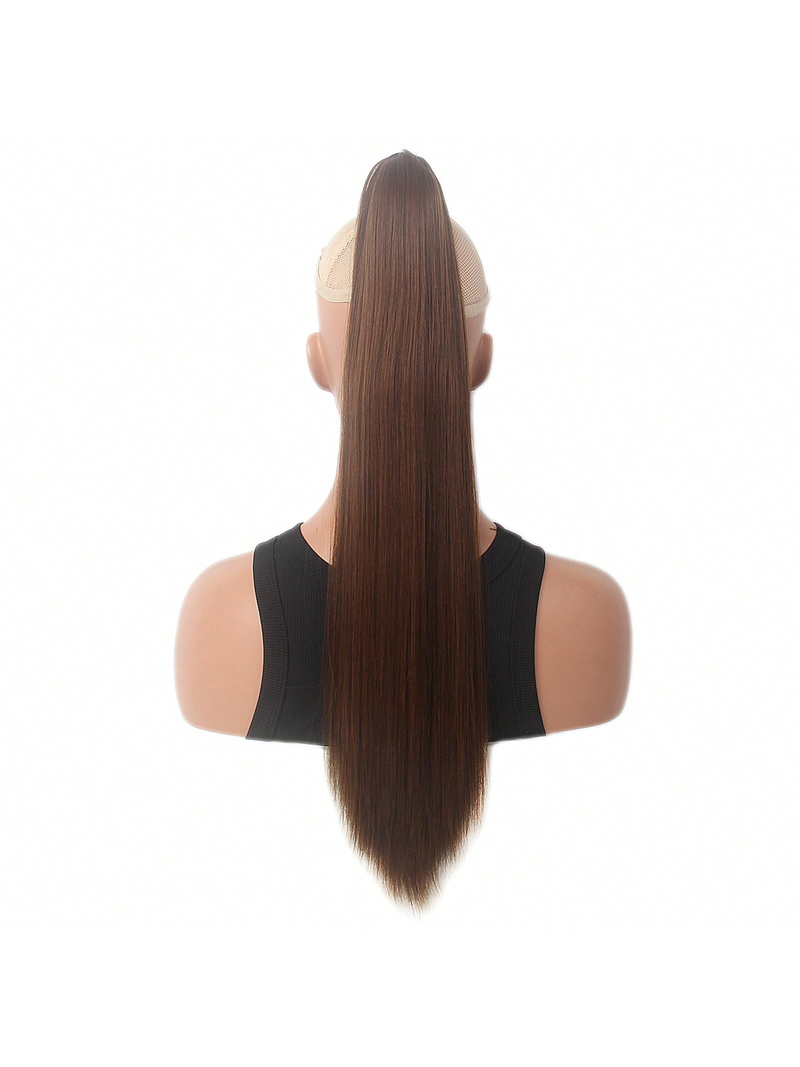 Langer, gerader Pferdeschwanz, 50 cm, zum Anklipsen, für Damen, Kunstfaser-Haarteile_voghion.com